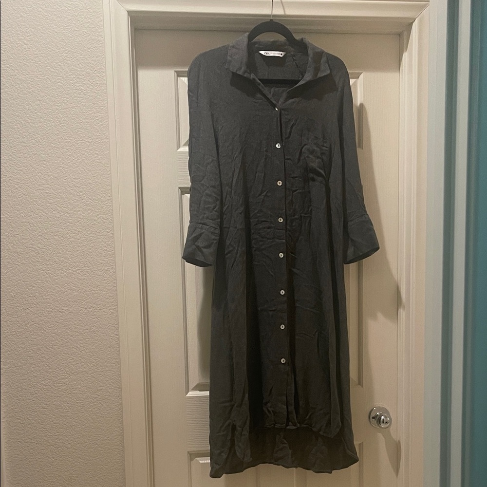 Zara Black Maxi Shirt Dress